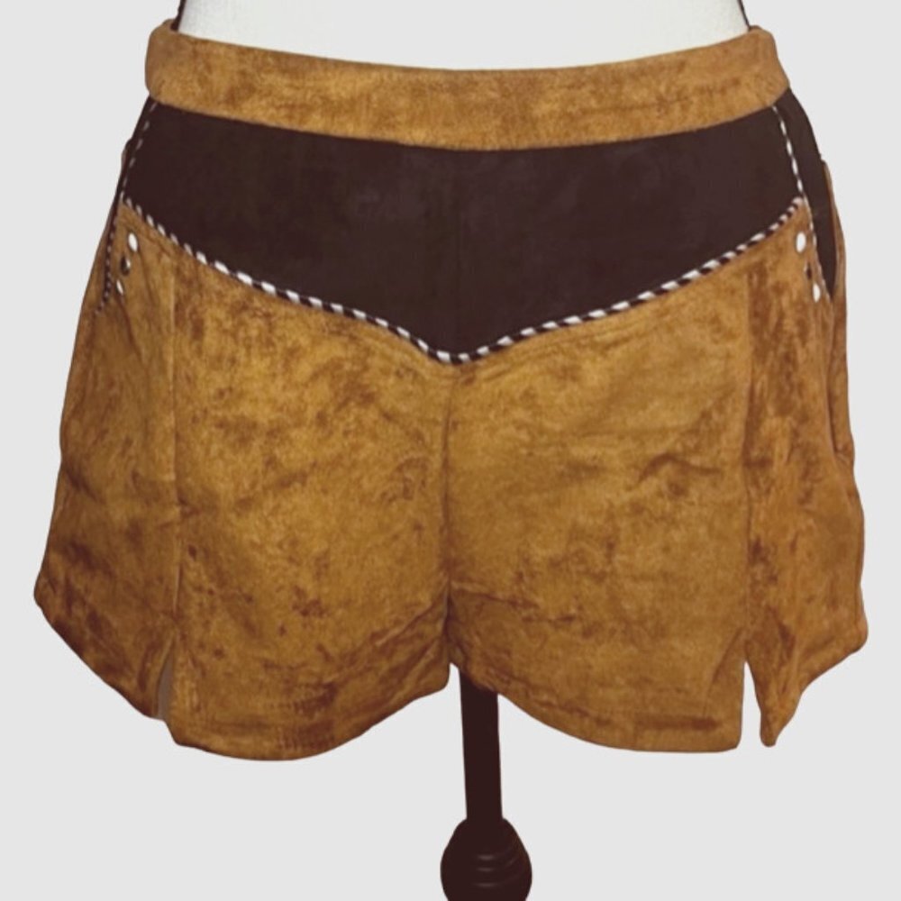 Endless ROSE Faux Suede Black and Rust Shorts
